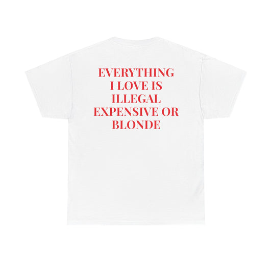 EVERYTHING I LOVE IS ILLEGAL, EXPENSIVE OR BLONDE